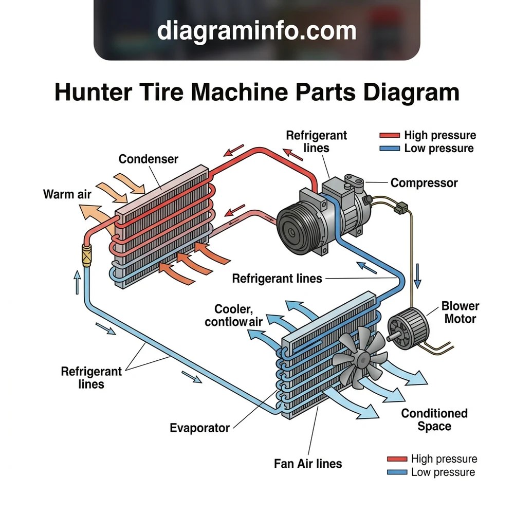 hunter tire machine parts diagram diagram with labeled components and explanations