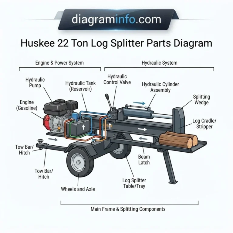 huskee 22 ton log splitter parts diagram diagram with labeled components and explanations