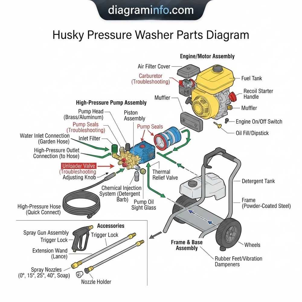 husky pressure washer parts diagram diagram with labeled components and explanations