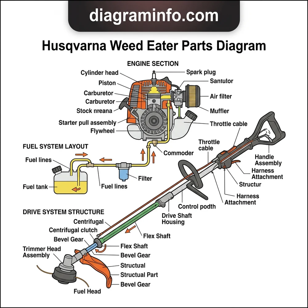 husqvarna weed eater parts diagram diagram with labeled components and explanations