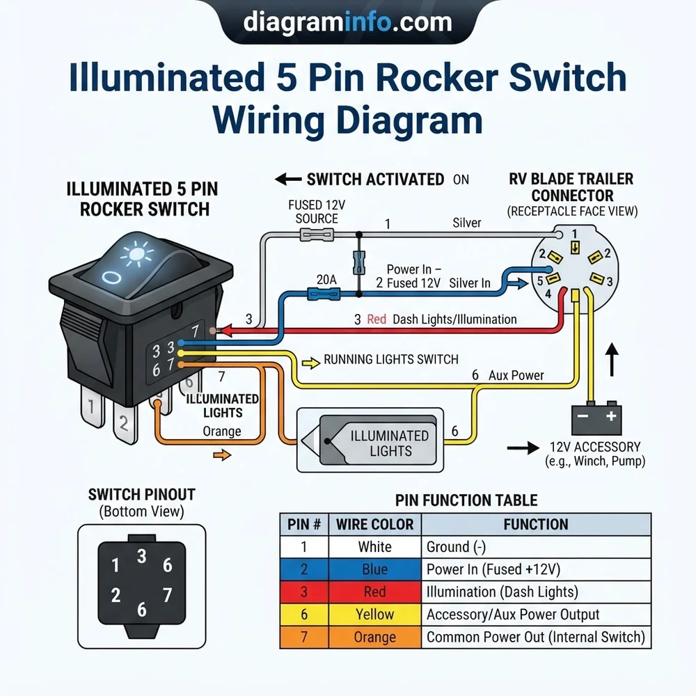 5-Pin Illuminated 5 Pin Rocker Switch Wiring Diagram: 2026 Setup