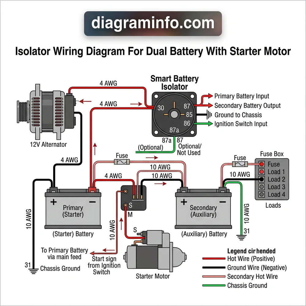 12V Isolator Wiring Diagram for Dual Battery with Starter Motor 2026