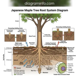 japanese maple tree root system diagram diagram with labeled components and explanations