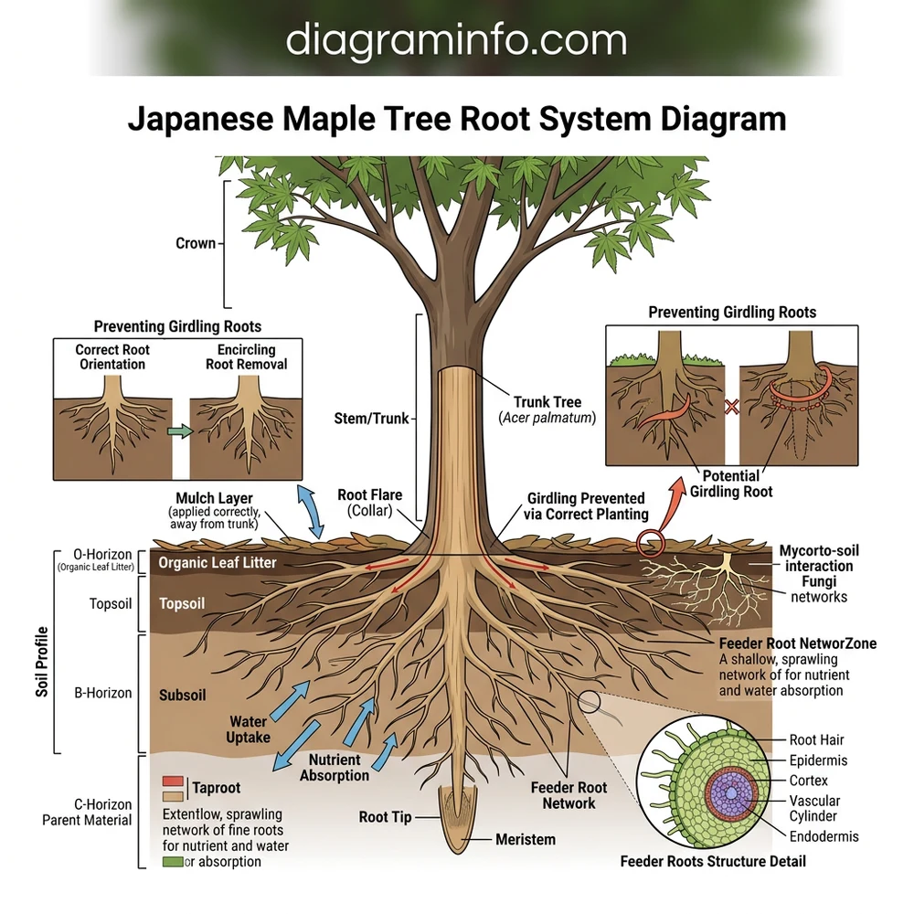 japanese maple tree root system diagram diagram with labeled components and explanations