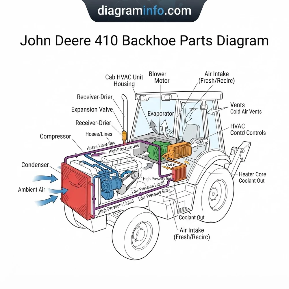 john deere 410 backhoe parts diagram diagram with labeled components and explanations