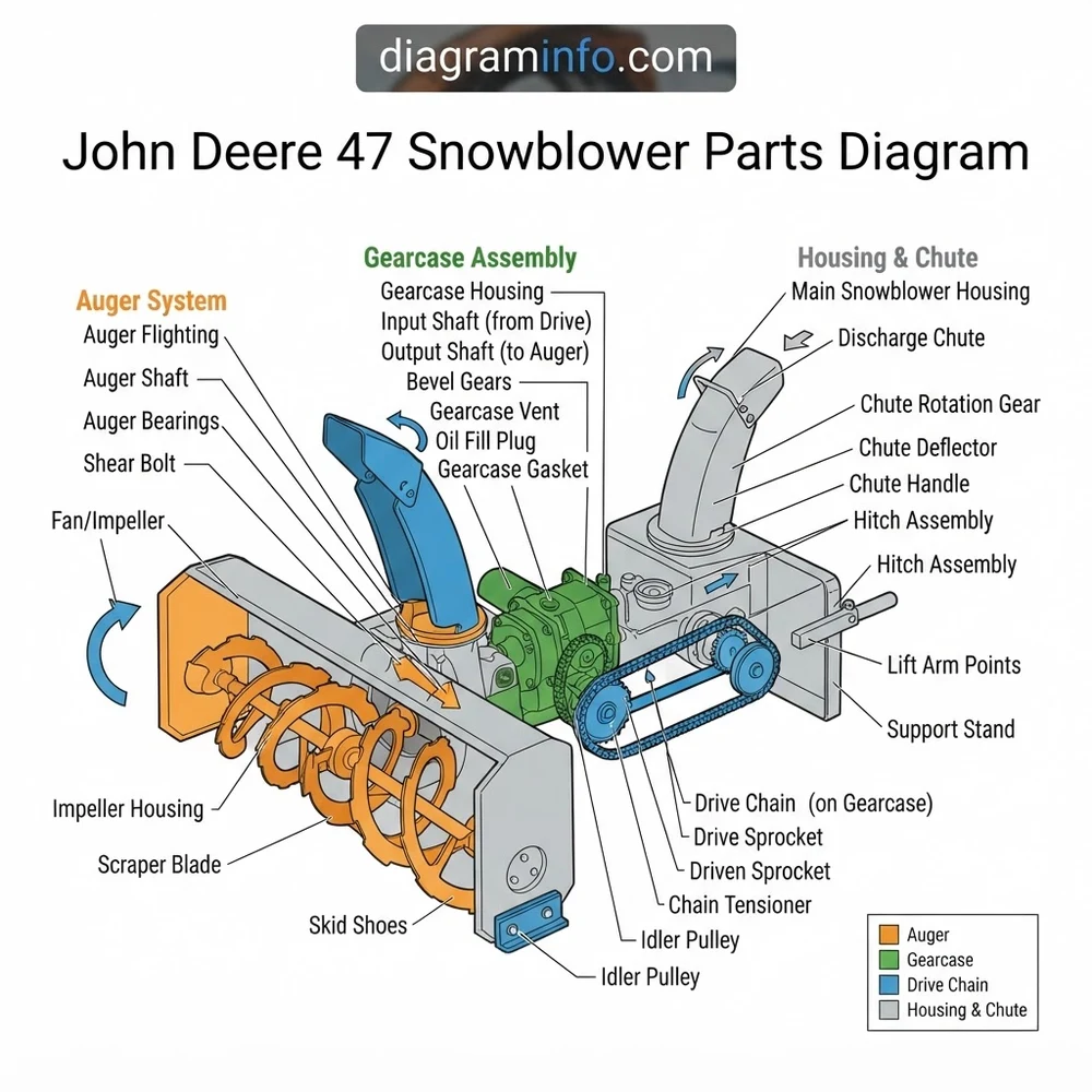 john deere 47 snowblower parts diagram diagram with labeled components and explanations