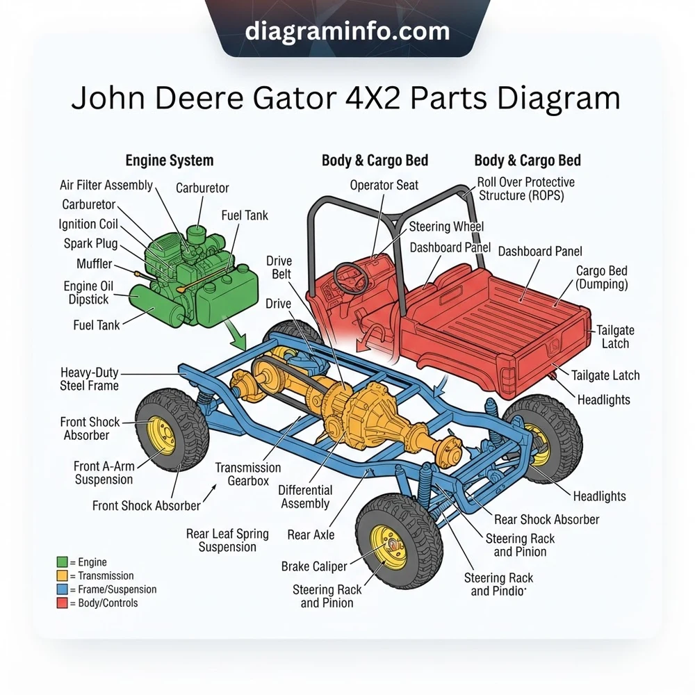 john deere gator 4x2 parts diagram diagram with labeled components and explanations