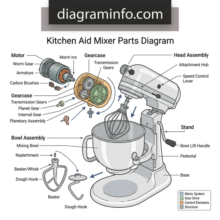 kitchen aid mixer parts diagram diagram with labeled components and explanations
