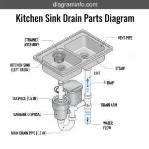 kitchen sink drain parts diagram diagram with labeled components and explanations