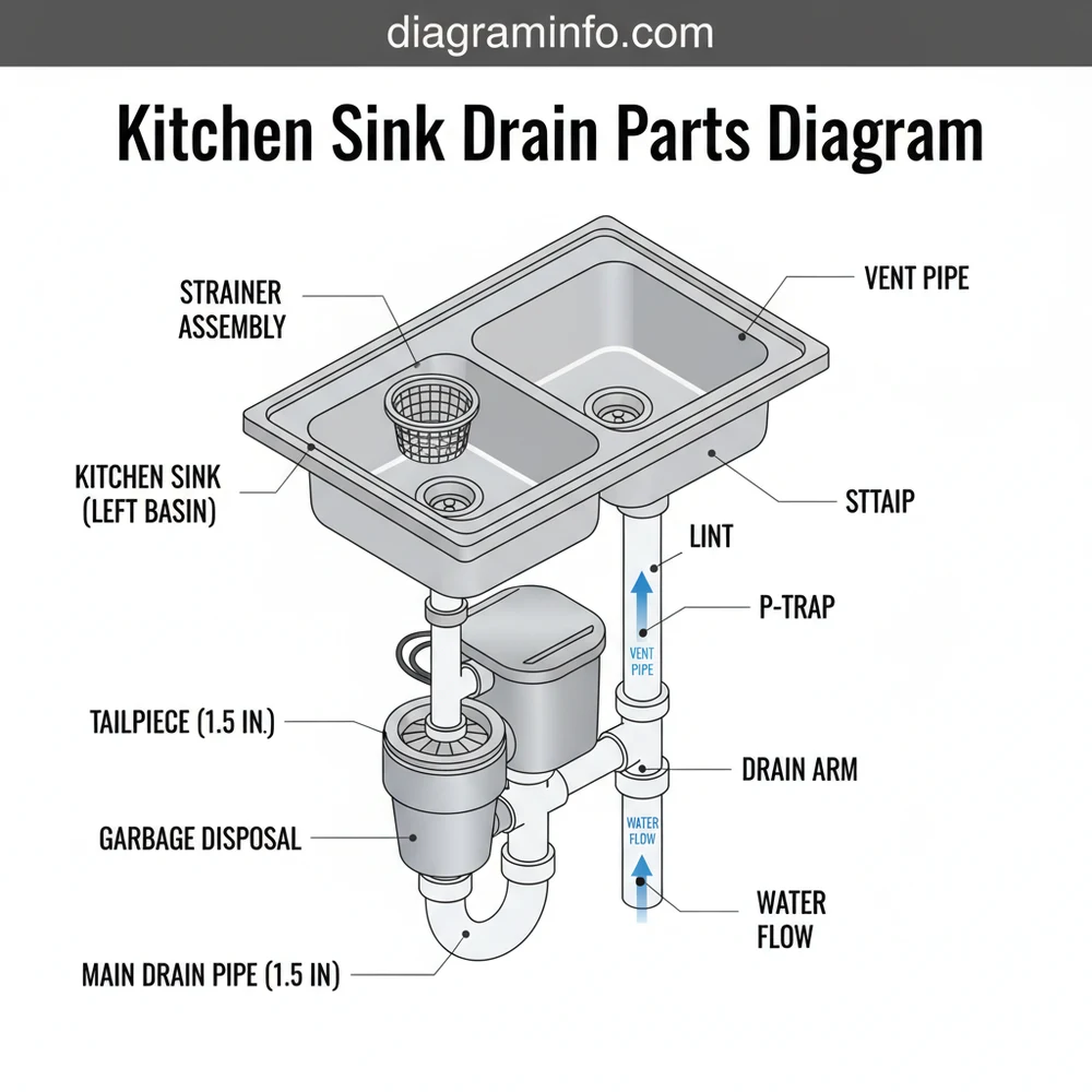 kitchen sink drain parts diagram diagram with labeled components and explanations