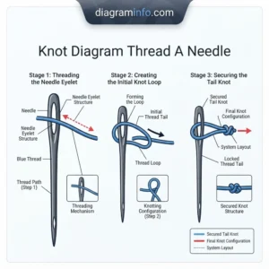 knot diagram thread a needle diagram with labeled components and explanations