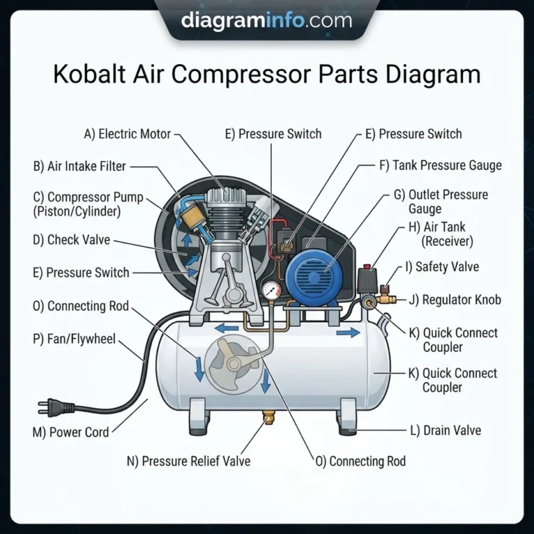 kobalt air compressor parts diagram diagram with labeled components and explanations