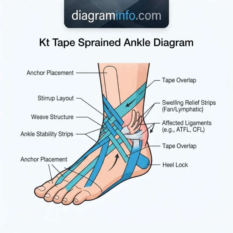 kt tape sprained ankle diagram diagram with labeled components and explanations