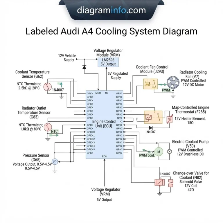 labeled audi a4 cooling system diagram diagram with labeled components and explanations