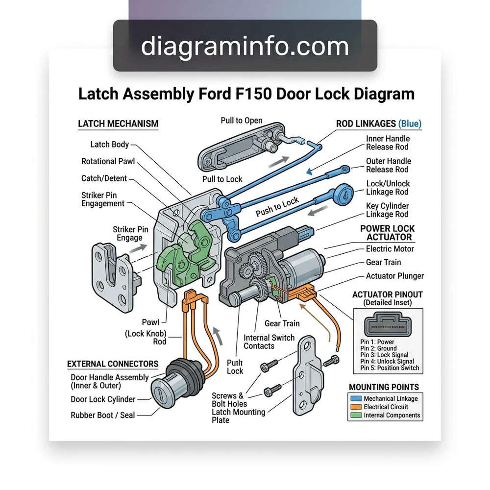 latch assembly ford f150 door lock diagram diagram with labeled components and explanations