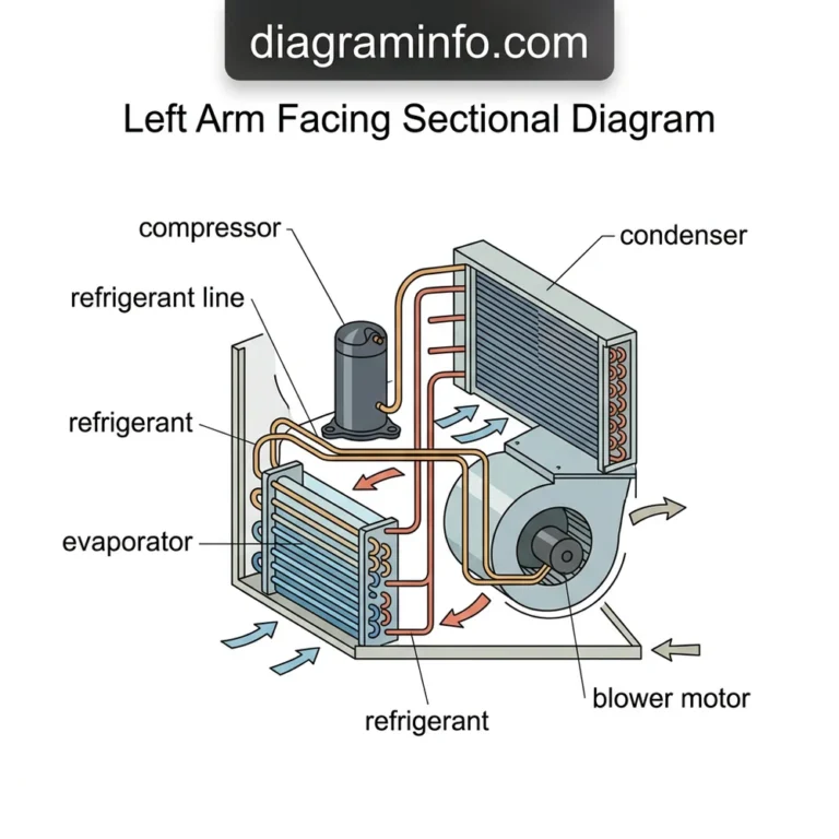 left arm facing sectional diagram diagram with labeled components and explanations