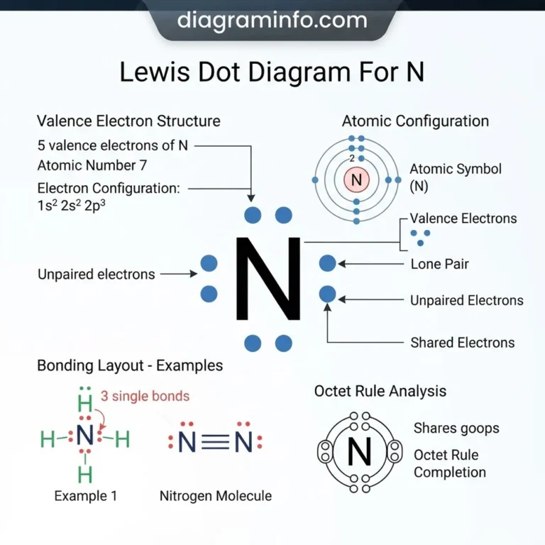lewis dot diagram for n diagram with labeled components and explanations