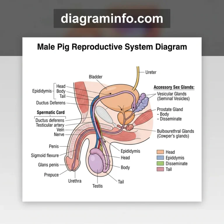 male pig reproductive system diagram diagram with labeled components and explanations