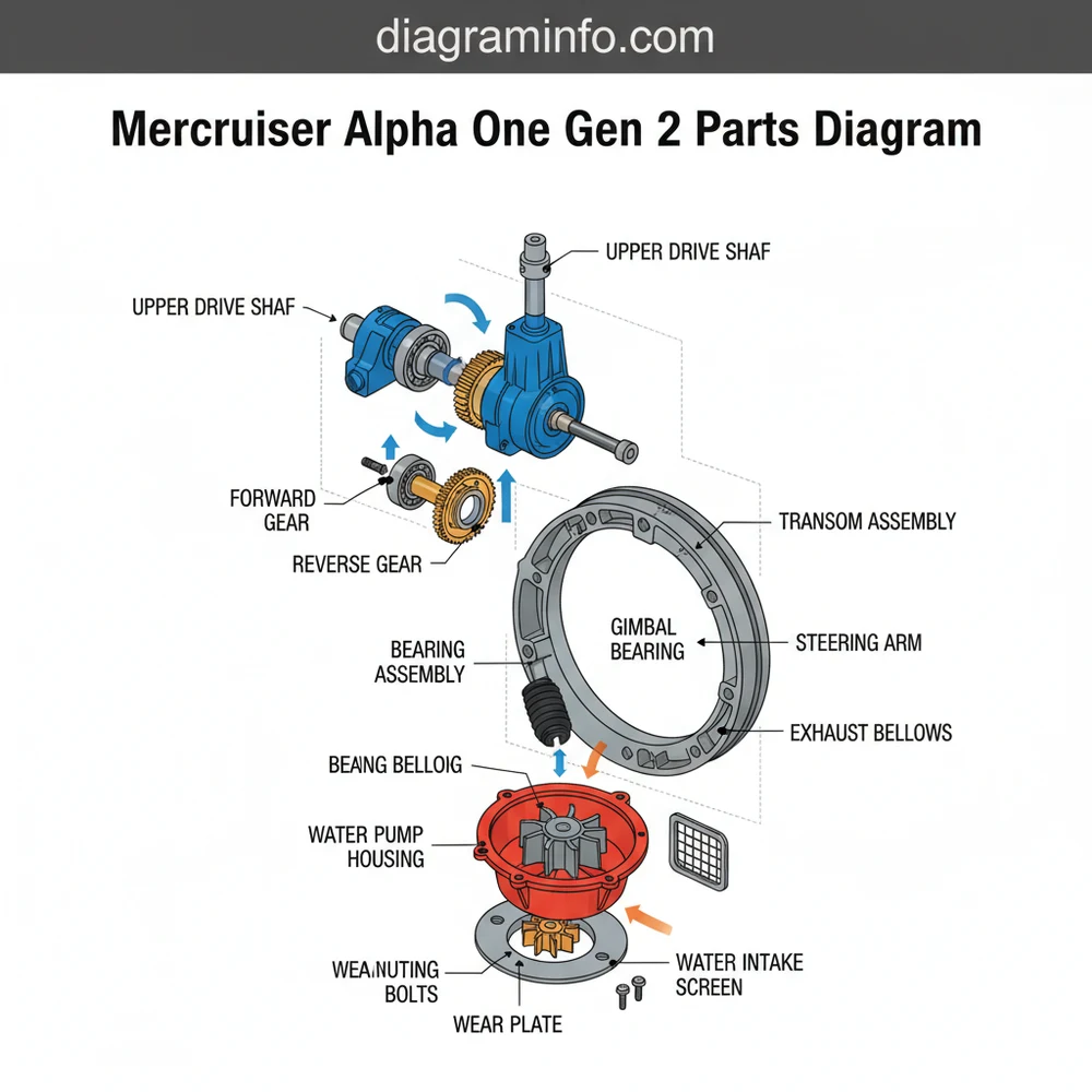 mercruiser alpha one gen 2 parts diagram diagram with labeled components and explanations