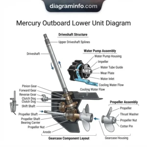 mercury outboard lower unit diagram diagram with labeled components and explanations