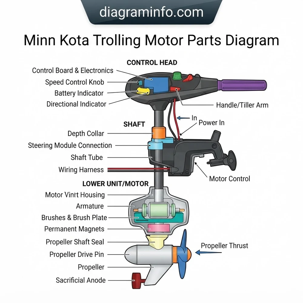 minn kota trolling motor parts diagram diagram with labeled components and explanations
