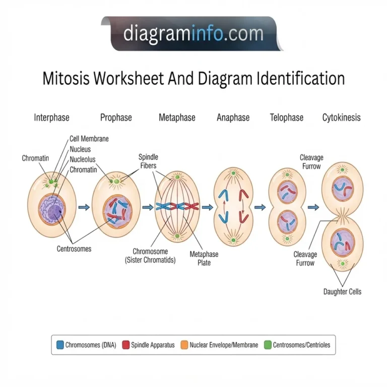 mitosis worksheet and diagram identification diagram with labeled components and explanations
