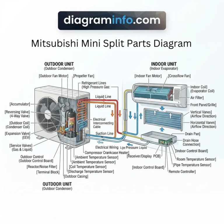 mitsubishi mini split parts diagram diagram with labeled components and explanations