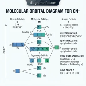 molecular orbital diagram for cn- diagram with labeled components and explanations