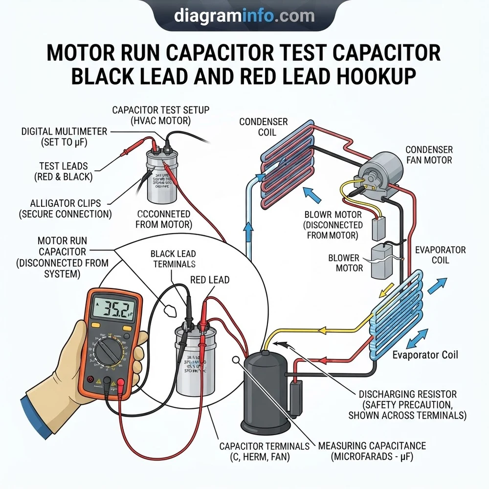 HVAC Motor Run Capacitor Test Capacitor Black Lead and Red Lead Hookup 2026