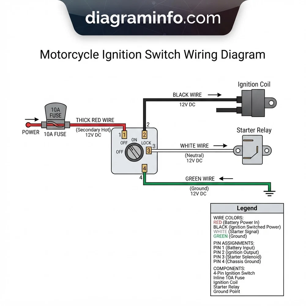 motorcycle ignition switch wiring diagram diagram with labeled components and explanations