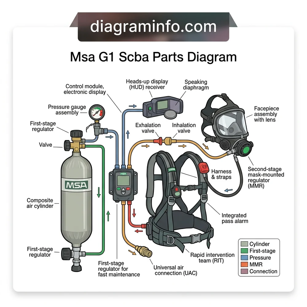 msa g1 scba parts diagram diagram with labeled components and explanations