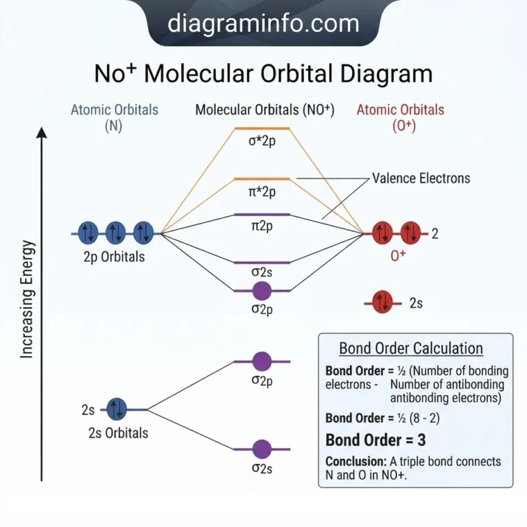 no+ molecular orbital diagram diagram with labeled components and explanations
