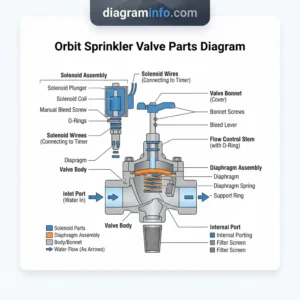orbit sprinkler valve parts diagram diagram with labeled components and explanations
