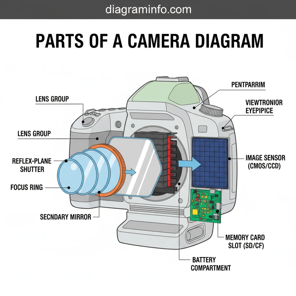 parts of a camera diagram diagram with labeled components and explanations