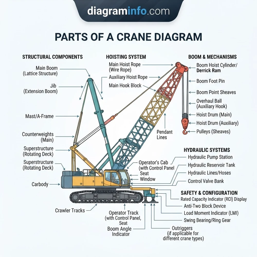 parts of a crane diagram diagram with labeled components and explanations