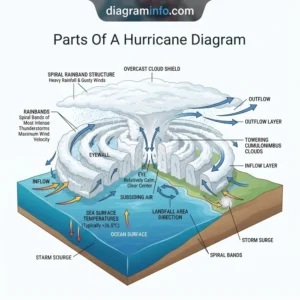 parts of a hurricane diagram diagram with labeled components and explanations