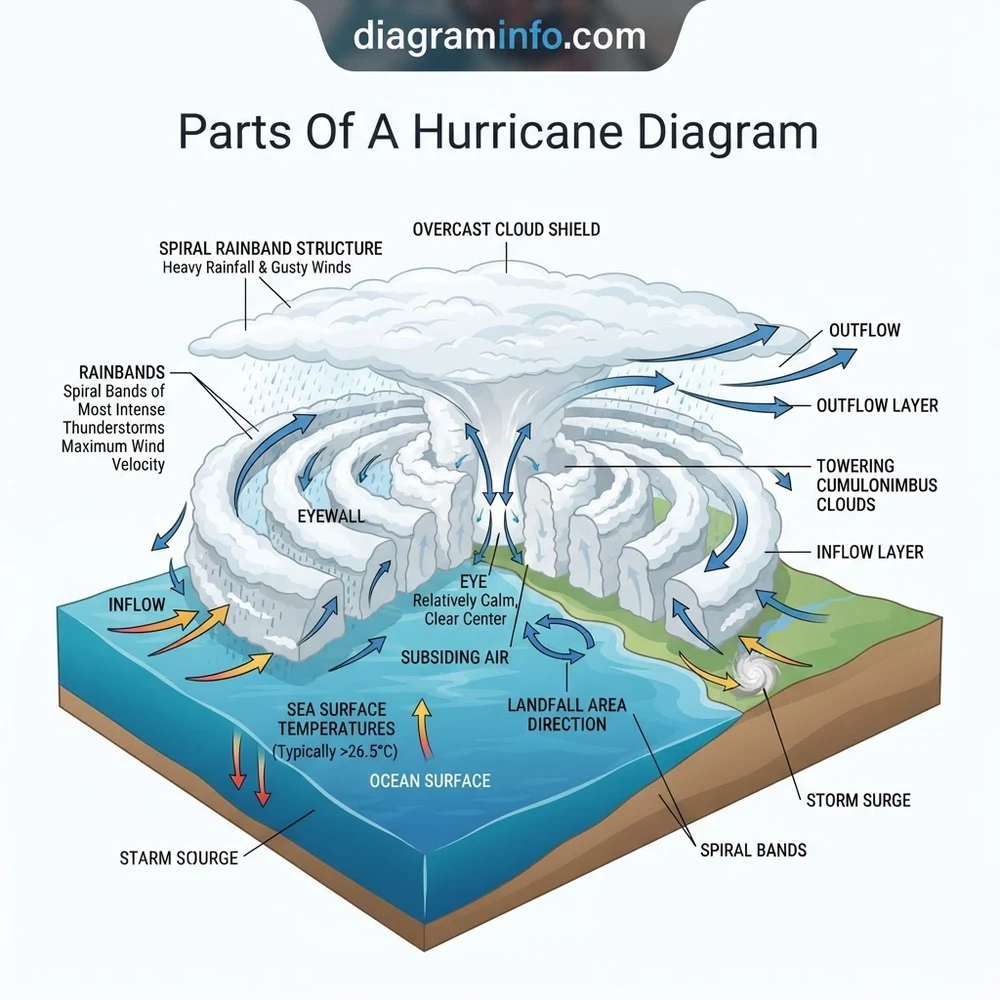 parts of a hurricane diagram diagram with labeled components and explanations