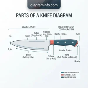 parts of a knife diagram diagram with labeled components and explanations