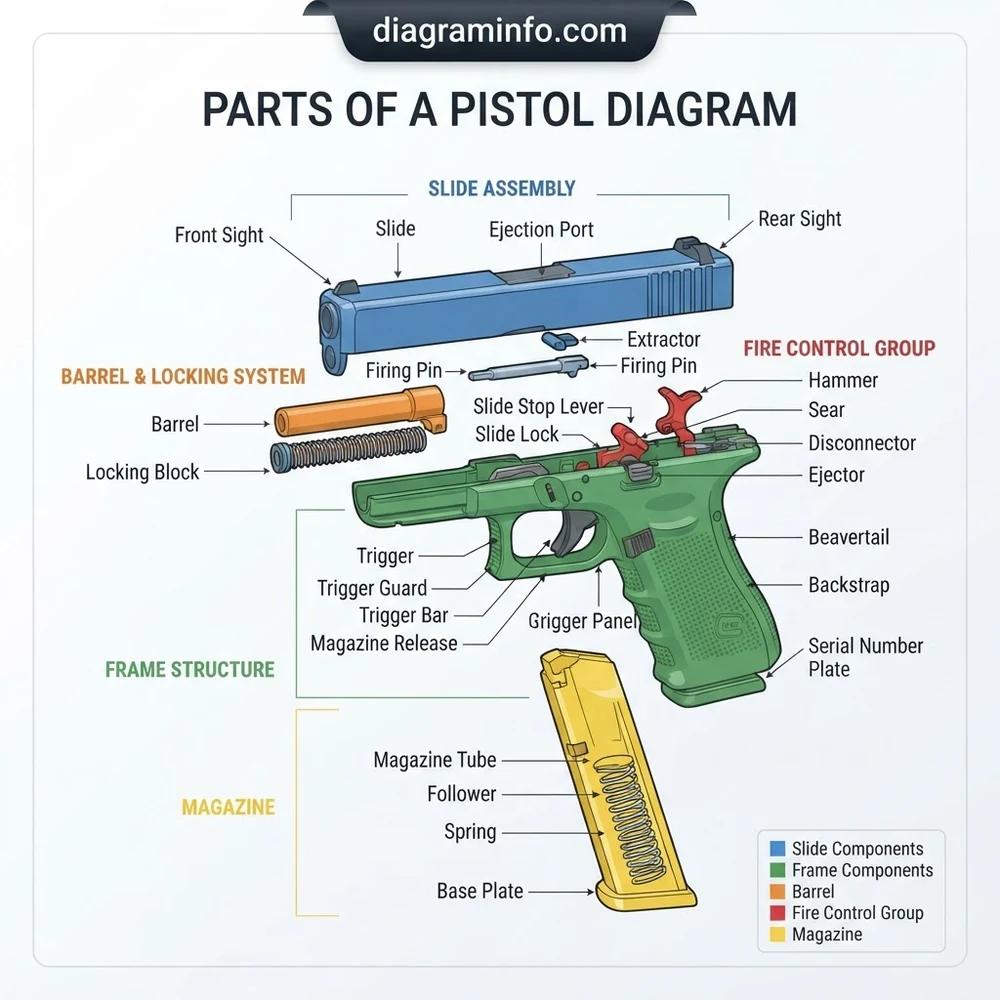 Semi-Auto Parts of a Pistol Diagram: Component Guide 2026
