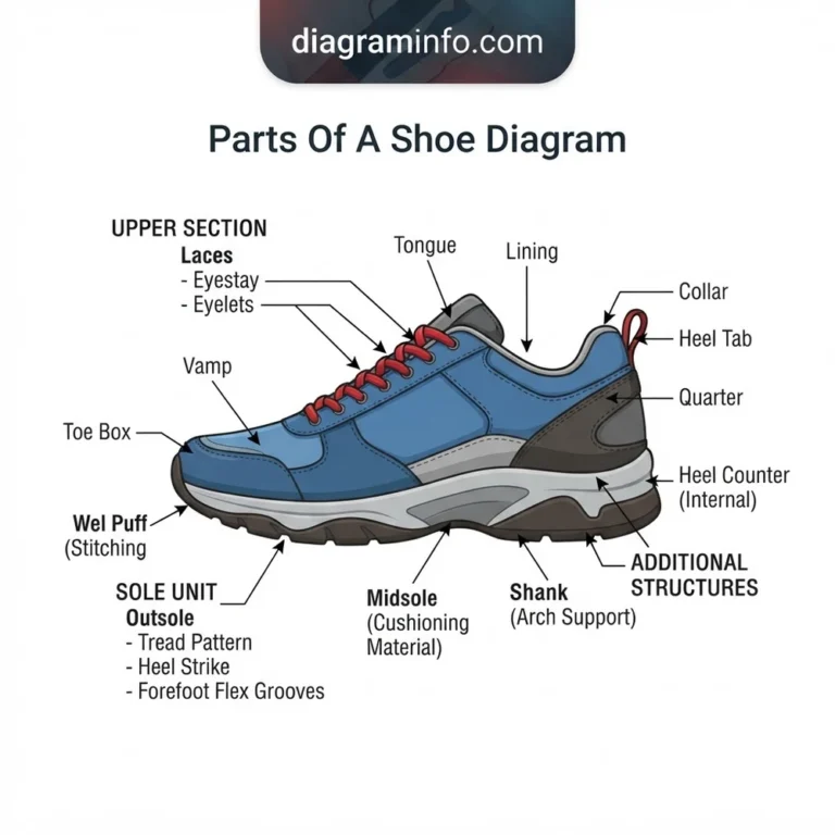 parts of a shoe diagram diagram with labeled components and explanations