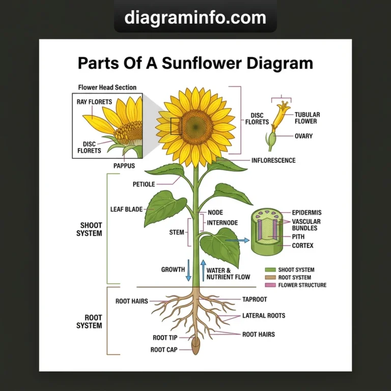 parts of a sunflower diagram diagram with labeled components and explanations