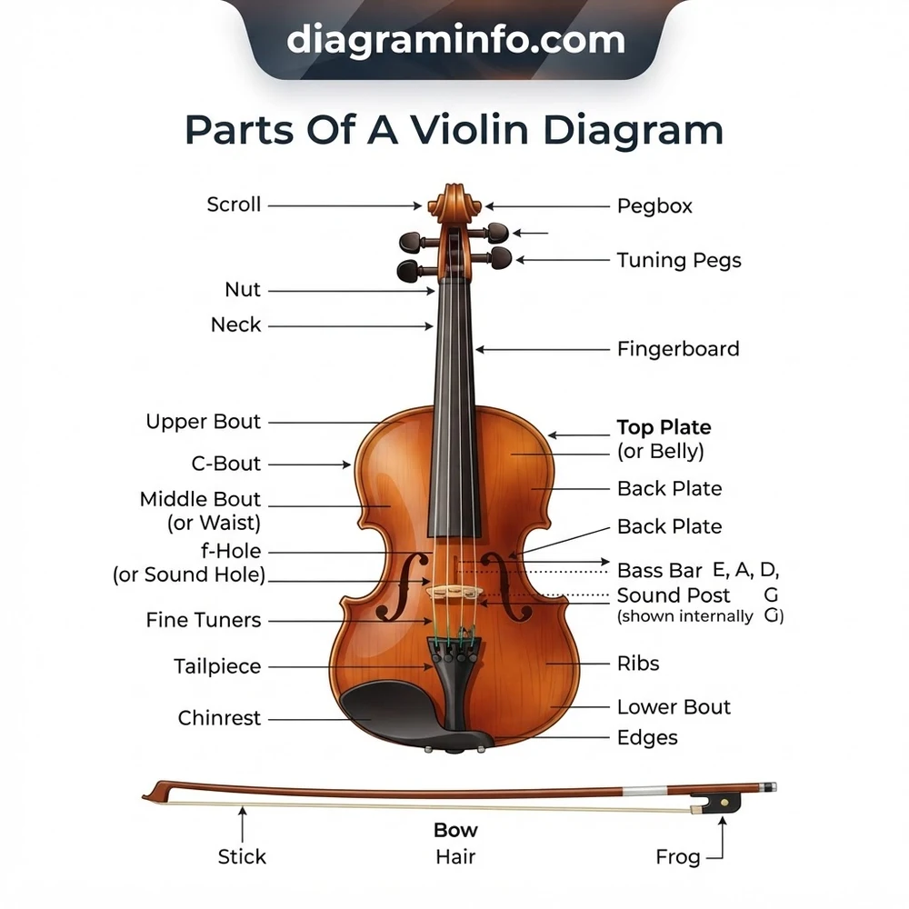 parts of a violin diagram diagram with labeled components and explanations