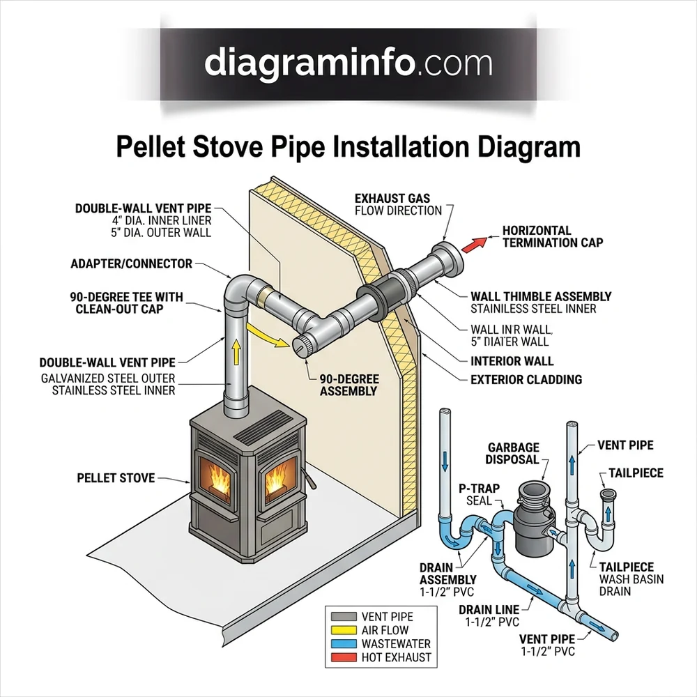 pellet stove pipe installation diagram diagram with labeled components and explanations