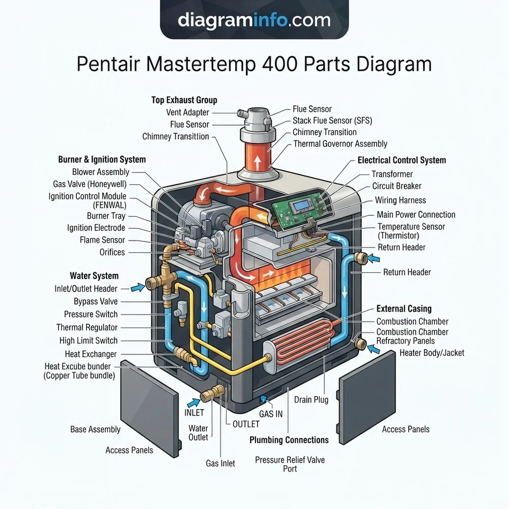 pentair mastertemp 400 parts diagram diagram with labeled components and explanations