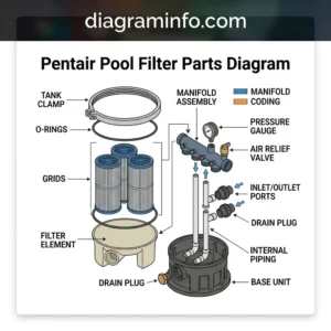 pentair pool filter parts diagram diagram with labeled components and explanations