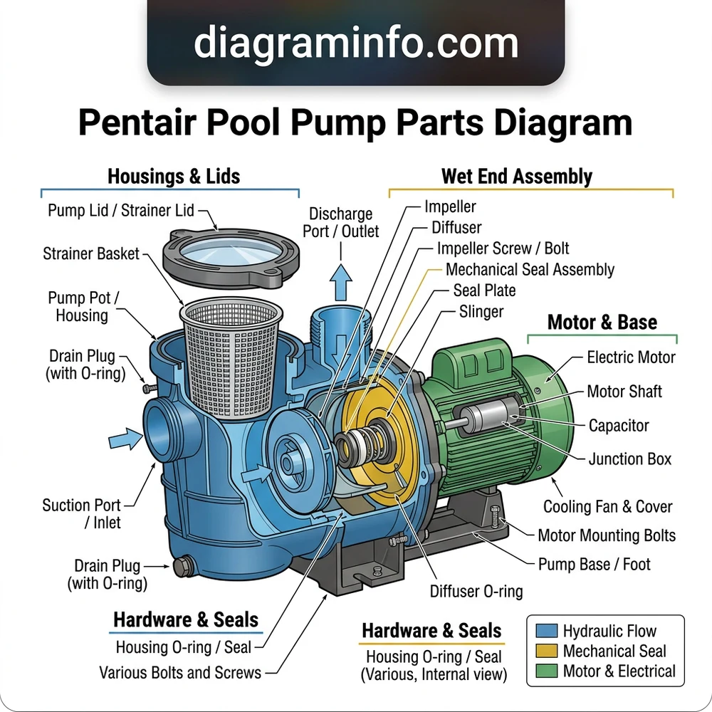 pentair pool pump parts diagram diagram with labeled components and explanations