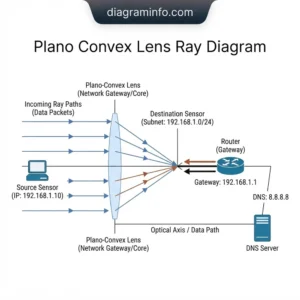 plano convex lens ray diagram diagram with labeled components and explanations