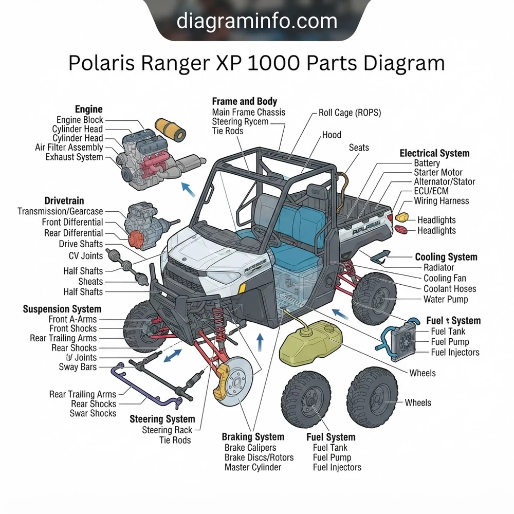 polaris ranger xp 1000 parts diagram diagram with labeled components and explanations