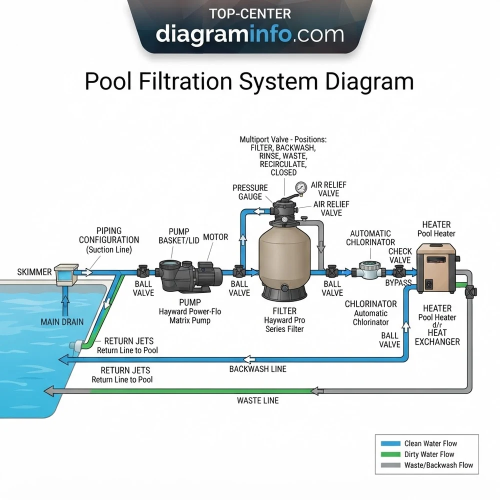 pool filtration system diagram diagram with labeled components and explanations