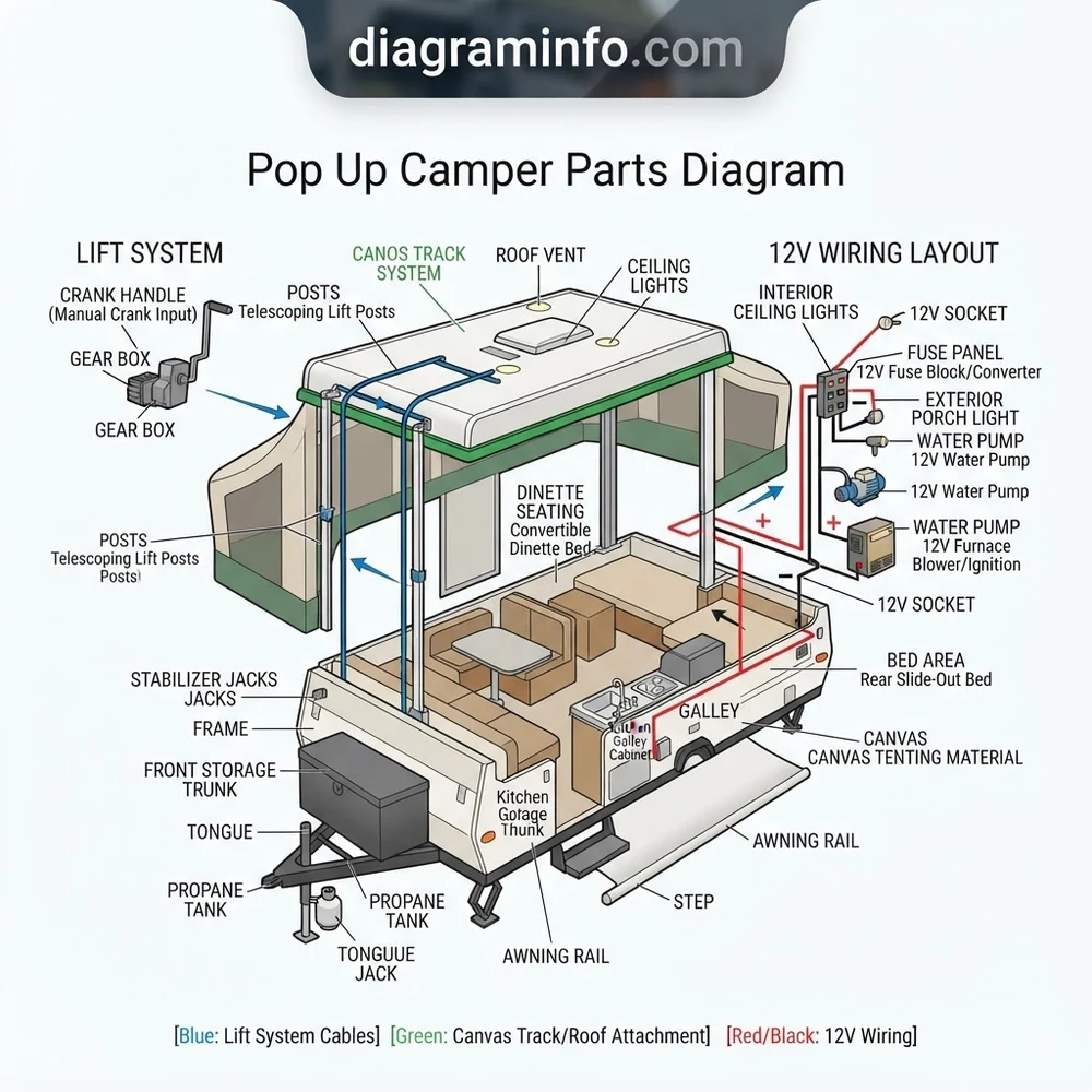 pop up camper parts diagram diagram with labeled components and explanations